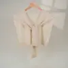 Chal Pequeño de Color Sólido Estilo Coreano para Mujer de Primavera y Otoño, Hecho de Mezcla de Seda de Morera y Lana, Chaleco Tejido para Superponer, Cubrohombros para Habitaciones con Aire Acondicionado