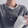 Collar de Cadena Larga Cuadrada de Lujo Ligero Europeo y Americano para Hombres y Mujeres, Cadena para Suéter de Moda de Personalidad Nicho en Capas