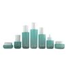 Novo Conjunto Gradiente Azul Frasco de Vidro com Fundo Espesso Frasco de Emulsão Frasco de Água Leite Frasco de Creme Material de Embalagem para Cosméticos Cuidados com a Pele