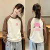 Camiseta base de doble cara con forro de forro polar para niñas, camiseta casual de manga larga para otoño e invierno para niños mayores, top cálido y suave