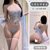 Conjunto Sexy de Faixa de Barriga Transparente Bordada, Pijama Flertador Pura Desejo, Uniforme Estilo Antigo Qqny