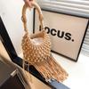 Nuevo Estilo Étnico Bohemio Borla Tejida Bolso Moda Femenina Cuerda de Algodón Bolso Vacaciones Junto al Mar Bandolera de Hombro