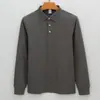 Camisa polo de algodón de lujo Sorona con cuello pegado sin costuras, estilo business casual, sin arrugas, de manga larga para hombre