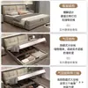 Cama Moderna Minimalista de Piel Genuina para Dormitorio Principal, Cama Doble de Alta Gama y Elegante, Lujo Ligero Celebridad de Internet Almacenamiento Pan Cama de Boda