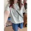 Camiseta de verano para hombre de manga corta, secado rápido, bloques de color, media cremallera, estilo retro americano, talla grande, transpirable, manga corta deportiva