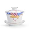 Sanpin Tea Ware Esmalte Cover Bowl Tea Cup Kung Fu Tea Set Azul e Flor Sancai Tea Cup Ceramic Tea Bowl