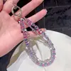 Corrente de Celular com Contas de Cubo de Açúcar de Cristal, Chaveiro Fashion Exquisito Estilo Coreano, Cordão para Celular, Acessório de Pulso Fresco e Simples