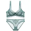 Conjunto de Sutiã de Renda Doce para Mulheres com Seios Pequenos, Push-up, Emagrecimento, Suporte Lateral, Anti-Queda, (Oco/Transparente), Respirável