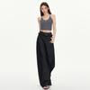 Jeans Rectos con Doble Cintura de Encaje para Mujer Verano 2025 Pantalones Delgados Color Original Retro Pantalones Falda de Caída Alta