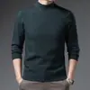 Otoño/Invierno Nuevo Lavable a Máquina para Hombre Color Liso Casual Versátil Tejido de Punto Cuello Semi Alto Capa Base Suéter Talla Grande