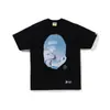 Comercio exterior al por mayor transfronterizo marca de tendencia estilo japonés camuflaje tiburón, cabeza de tigre, hombre-mono bloques de color luminoso manga corta corte holgado camiseta de pareja