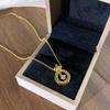 Collar de acero y titanio de estilo japonés-coreano para mujer, cadena de clavícula de alta gama, sin color, ligero, de lujo, con trébol de cuatro hojas a juego.