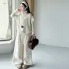 Nova coleção de outono e inverno para meninas: Colete de tricô com gola alta estilo coreano, conjunto versátil de segunda pele, calça pantalona e saia midi moderna para o final do outono