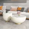 Sala de Estar Moderna Apartamento Pequeño Lujo Ligero Mesa de Café de Pizarra Estilo Crema con Mesas Auxiliares Redondas Creativas para Uso en Casa