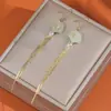 Pendientes de Borla con Circonita de Flor de Alta Gama, Modernos, Elegantes y Elegantes Ganchos para Orejas, Diseño de Nicho, Pendientes para Adelgazar el Rostro