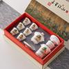 Juego de té kung fu de 10 piezas de porcelana de jade mate, traje de regalo de negocios estilo chino de alta calidad, caqui Ruyi, venta al por mayor