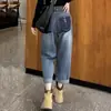 Jeans Harem Elástico Feminino Plus Size para Corpo em Forma de Pera Novo Emagrecedor Gordura mm Cintura Alta Calças Retas Estilo Pai-