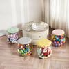 Cubo de Almacenamiento Multifuncional Taburete Asiento de Peluche para Niños Taburete Transparente para Cambiar Zapatos Caja de Almacenamiento de Muñecas de Plástico