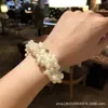 Goma para el pelo estilo coreano de celebridad de internet con perlas y cristales, banda elástica simple y versátil para coleta, accesorio para moño al por mayor