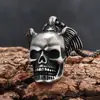 Colar Masculino Pingente Caveira Asa de Morcego Vintage Desgastado, Acessório de Rua Punk Dark Nicho Não Desbota