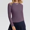 Roupa de Yoga Transfronteiriça para Mulheres, Manga Longa, Gola Redonda, Respirável, Alta Elasticidade, Ajuste ao Corpo, Esportiva, Emagrecimento, Versátil, Roupa Íntima Respirável para Fitness