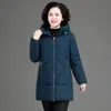 Abrigo de Algodón con Plumas para Mujer 2025 Invierno de Longitud Media con Capucha Chaqueta de Algodón Holgada Ropa de Algodón para Mujer
