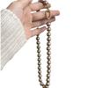 Colar de pérolas Shijia dourado marrom marrom mocha francês Maillard corrente de suéter de luxo leve de nicho colar feminino