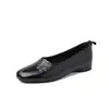 Tallas 34-42, Negro/Marrón, Puntera Redonda, Zapatos Sencillos de Tacón Bajo para Abuela, Piel de Vaca de Primera Capa, Estilo Mori Girl, Bailarinas para Mujer Estilo Francés
