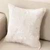 Almofada Jacquard de Veludo Estilo Vintage Cremoso para Sofá Sala de Estar Almofada de Costas Luxo Leve Retro Travesseiro de Cabeceira Pousada Folhas