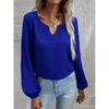 Europa y América Transfronterizos Amazon Nuevo AliExpress Suelto Cuello Alto Gasa Elegante para Viajar Color Sólido Manga Larga Camisa Base