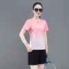 [Conjunto/Peça única] Seda de Gelo Secagem Rápida Elástico Combinação de Cores Moda Casual Esportivo para Mulheres Verão Malha Respirável