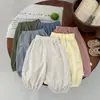 Pantalones tipo linterna de color sólido transpirables para bebé, anti-mosquitos, pantalones jogger casuales finos y holgados de verano para niños, pantalones para bebé