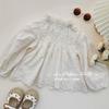 Camisa Infantil con Tema de Limón, Ropa Infantil Coreana de Otoño Nueva, Top de Alta Gama con Encaje Bordado Lindo de Estilo Coreano para Niñitas