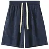 Estilo Nuevo de Verano 240g Algodón Puro Teñido con Cera Vintage Shorts Unisex, Absorbente de Sudor, Transpirable, Shorts Deportivos Casuales, Soporta Impresión Personalizada