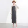Calidad boutique Issey Miyake más vendido chal de mujer de longitud media sin botones, con caída, sin arrugas, chaqueta cárdigan elegante y versátil