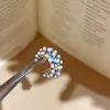 Anillo de Perlas Iridiscentes, Clip para Oreja de Perla Incrustado con Diamantes, Aretes sin Perforación, Clip para Hélice de la Oreja, Moda de Nicho, Aretes Versátiles para Mujer
