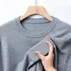 Suéter de tricô liso, gola redonda, para homens, exportação transfronteiriça, nova coleção outono/inverno 2026, feito com fio core-spun, suéter básico versátil