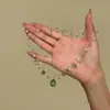 Collar de Perla de Cristal con Forma de Gota de Agua Verde Estilo Bosque para Mujer, Moderno y Elegante, Realza el Cutis, Delicada Cadena para Clavícula, Accesorio para Fiesta de Cumpleaños