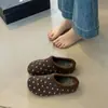 Diadema de Peluche Retro de Lunares 2026 Otoño/Invierno Pantuflas para Mujer Suela Suave Cálidas de Interior para el Hogar Antideslizantes Pantuflas de Algodón Perezoso con Más Terciopelo
