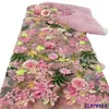 Vestido de Novia Estilo Francés Aplique de Rosa Bordado 3D Tela de Encaje Novia Tela de Encaje 3D