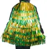 Festival Irlandés Abrigo de Seda con Flecos para la Lluvia Parches Dorados y Verdes Capa Fiesta del Día de San Patricio Baile de Graduación Chal de Alambre