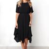 Vestido de Verano 2022 AliExpress Color Manga Corta Ajustado Moda Europea y Americana Vestido de Playa para Vacaciones para Mujer