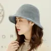 Nuevos Sombreros Estilo Coreano para Mujer de Otoño e Invierno, Sombreros de Lana Tejida, Sombreros Tipo Cubeta Cálidos de Lana de Color Puro, Sombreros de Pescador para Ocio al Aire Libre