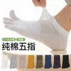 Meias de Cinco Dedos Reais para Homens, Cano Médio, Finas de Verão, Antibacterianas, Resistentes a Odores, Malha, Algodão Puro, Meias para Dedos, Sem Costura, Cor Sólida, Simples