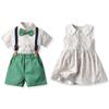 Camisa Floral de Manga Corta para Niños Cárdigan de Verano para Niños Shorts con Tirantes Conjunto de Dos Piezas Estilo Coreano Ropa de Verano para Niños Estilo Moderno