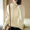 Nuevo suéter tejido, top verde de manga larga para mujer, sudadera transfronteriza, suéter con capucha para mujer, estilo otoño, con cordones, fresco y elegante, para adultos