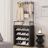 Zapatero y Perchero Multifuncional, Perchero para Ropa, Perchero de Pie, Zapatero Ensamblable de Múltiples Niveles, Estilo Simple y Moderno para Dormitorio