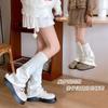 Calcetines de pierna ancha estilo Xi Mengyao para padres e hijos, Otoño e Invierno, de tubo largo, acampanados, de punto, blancos, para usar con botas de nieve, rodilleras