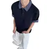 Camiseta Miu Style Falsa de Duas Peças, Camisa Polo de Manga Curta para Homens e Mulheres, Marca Tendência de Verão, Design Patchwork Xadrez, Top Versátil, Tendência