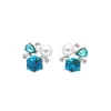 Brincos de Pérola Cubo de Açúcar com Zircônia Azul Agulha de Prata Brincos Geométricos de Luxo Discreto de Nicho para Mulheres Brincos Doces Frescos Exquisitos